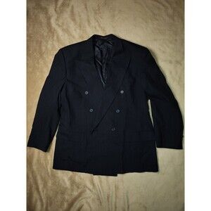 Givenchy Men's Black Wool Double-Breasted Pinstripe Suit Jacket
